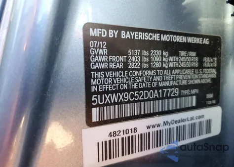2013 BMW X3 xDrive28I from USA, damaged, VIN 5UXWX9C52D0A17729